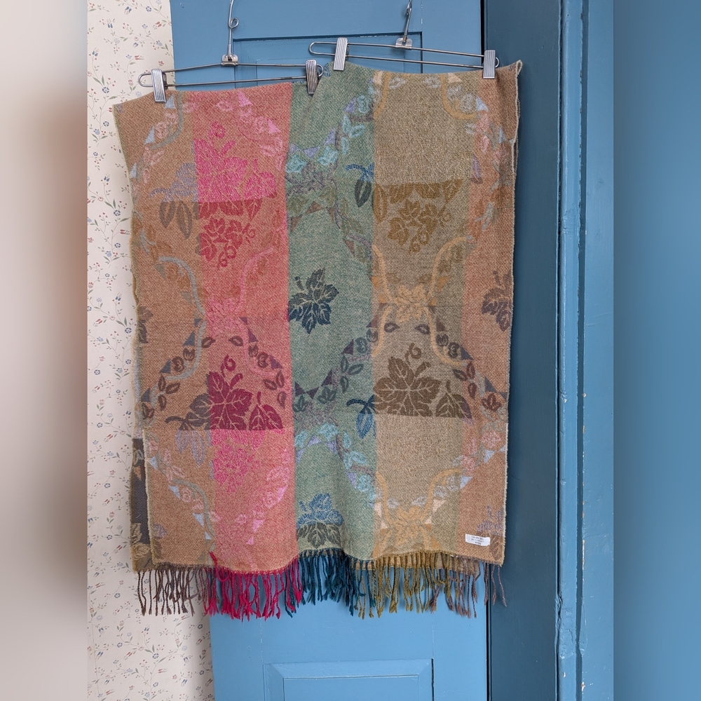 Corrierildo Italian Wool Multicolor Patterned Scarf Shawl Wrap Beach Evening